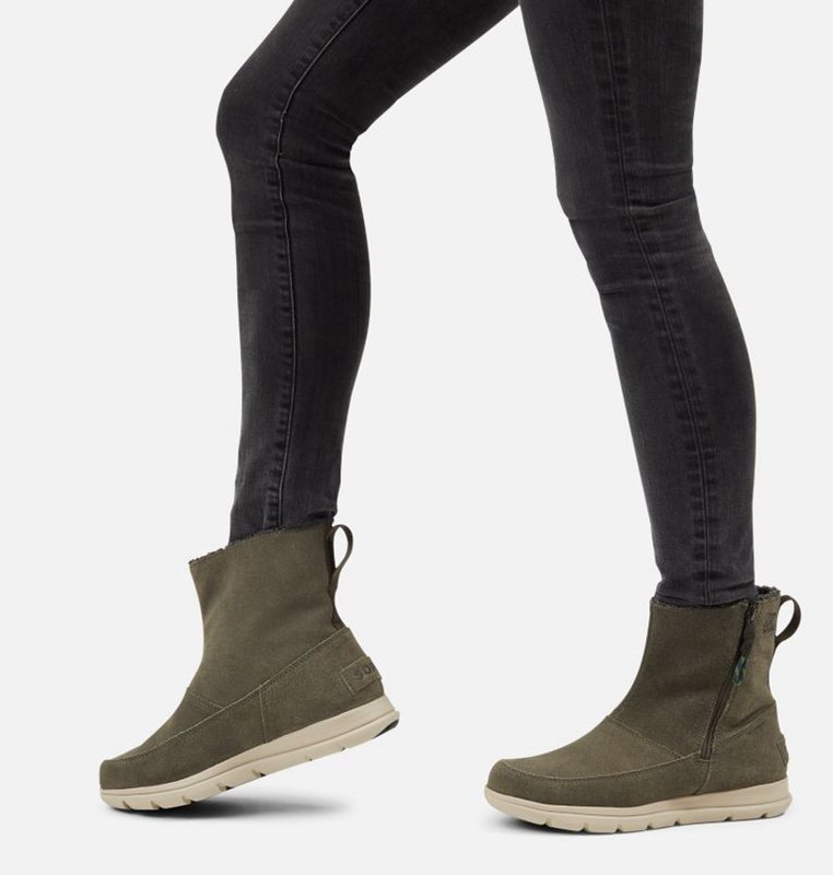 Sorel Dam Vinterkängor Mörk Gröna - ™ Explorer Zip Låga - UNA-605319
